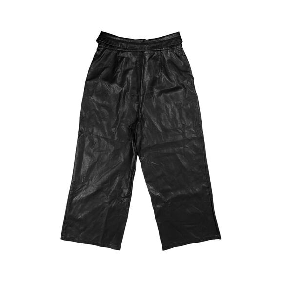 AFRM Tyler High Rise Fold Over Waistband Trousers Black Pants Wide Legs Size 31 - Picture 6 of 12